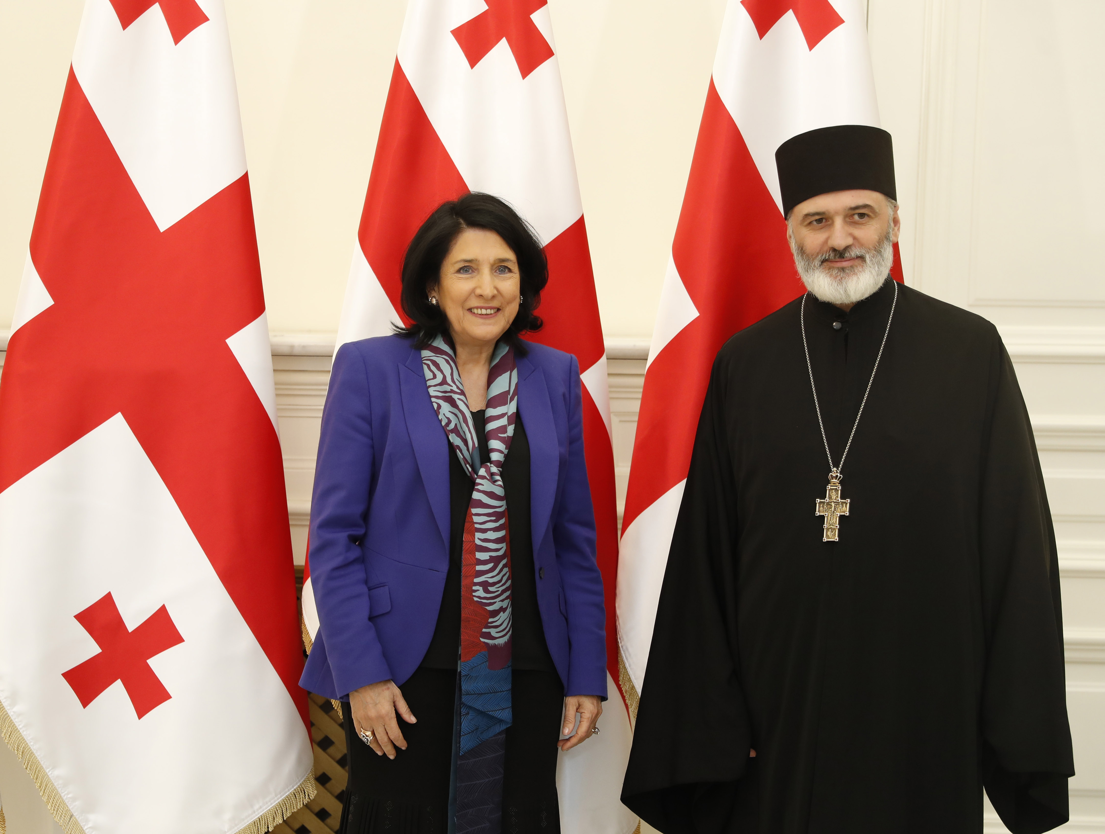 File:Salome Zourabichvili, Bishop Gerasime, Metropolitans at 2020